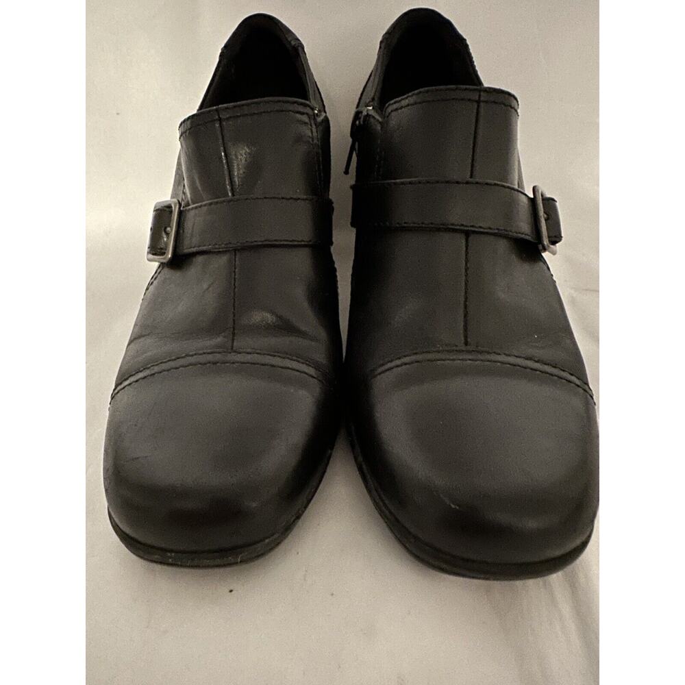 Clarks Bendables Shoes Women's Size 8 M Black Slip-on Block Heel Booties Stylish